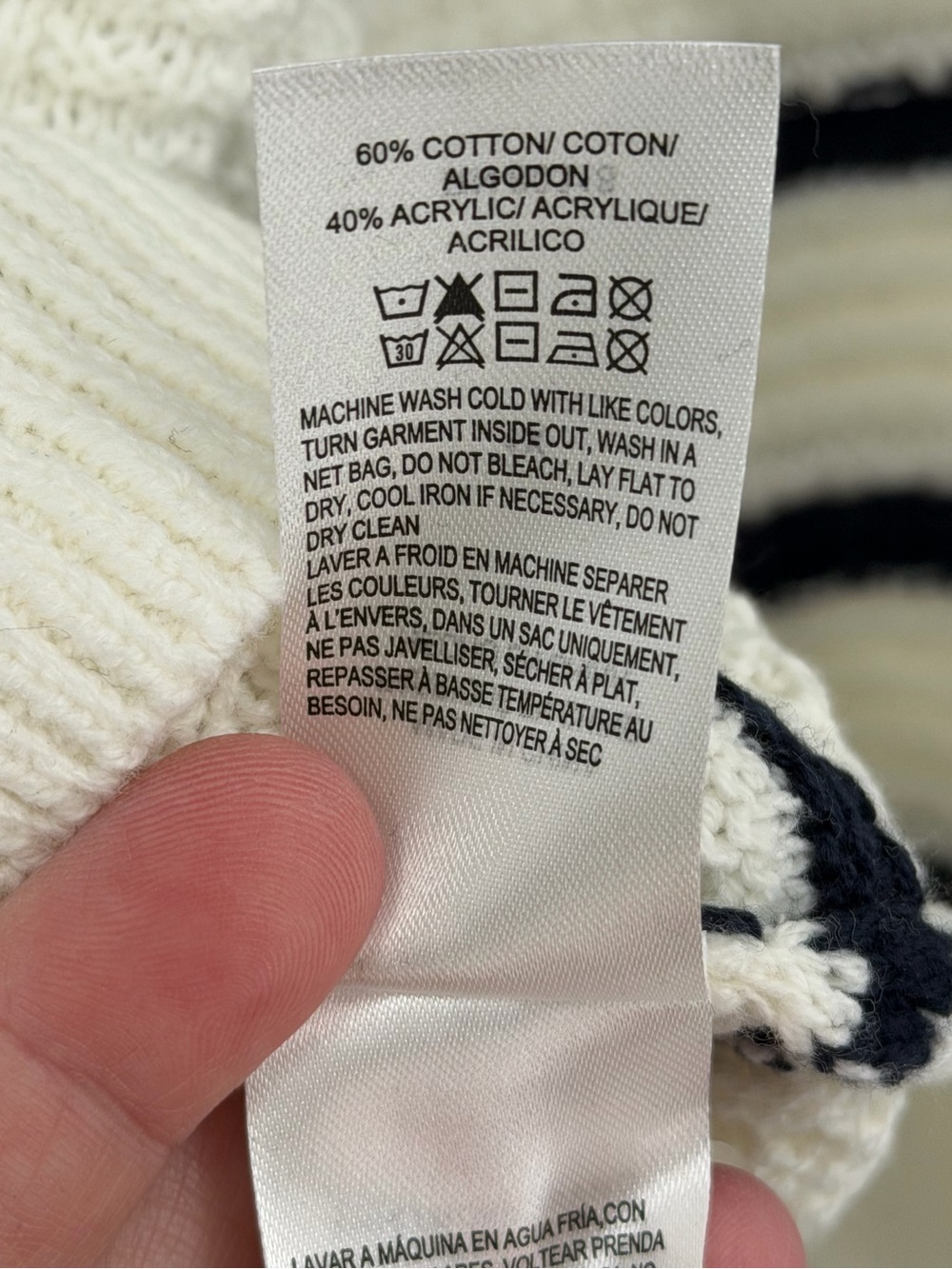 NWT Lucky Brand striped coastal boxy cotton blend v neck sweater size 1X ribbed - Picture 7 of 9